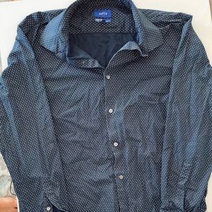 Apt. 9 Blue Button Up Dress Shirt Premiere Flex Slim Fit